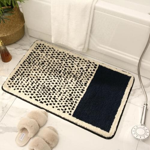 New Bath Mat Non-slip Bathroom Carpet Soft Polyester Fiber Rug Water Uptake Mat Kitchen Toilet Floor Decor Absorbent Door Mat