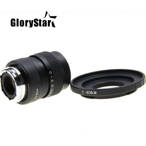GloryStar 25mm F1.4 CCTV Movie lens + C Mount to Canon EOS M M2 M3 M5 M6 M10 Mirrorless Camera 25F14-C-EOS.M