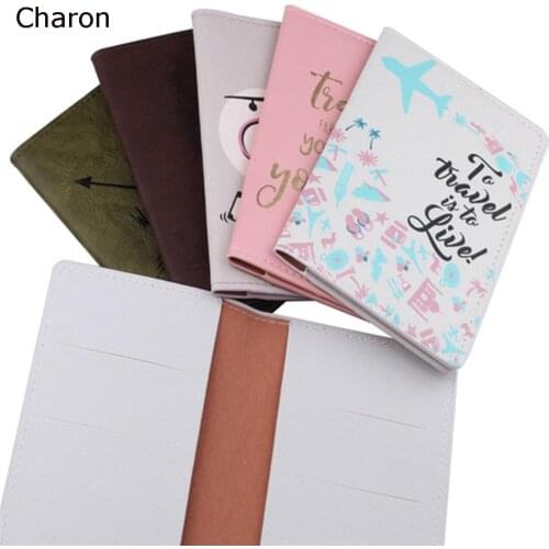 Fashion Women Men Passport Cover PU Leather Printed Travel ID Credit Card Passport Holder Packet Wallet Purse Bags Pouch