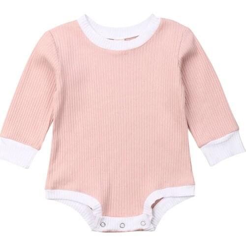 Autumn Newborn Kid Baby Girl Clothes Long Sleeve Solid Knitted Bodysuits Jumpsuit Bodysuit Outfit