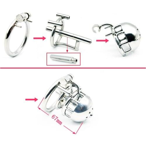 Penis Captivity Stainless Steel Male Dual Use PA Chastity Device Penis Ring Cock Cage Adult Sex Toys Kidding Zone "Bridge"-02