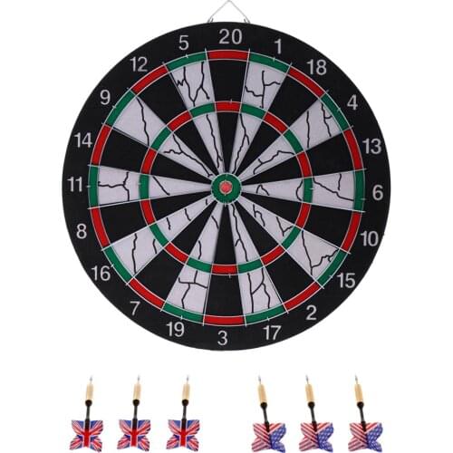 Durable 15'' Two Side Printing Dart Board Dartboard and 6 Darts for Darts Game