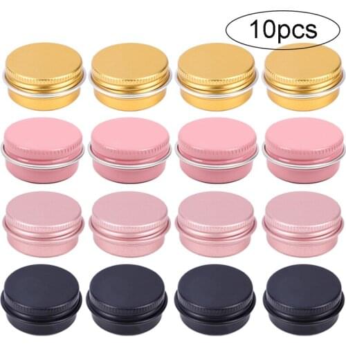 10Pcs 10g Refillable Empty Pot Jars Rosegold Candle Jar For Cosmetic Container Lip Balm Tin Metal Storage Box Makeup Organizer