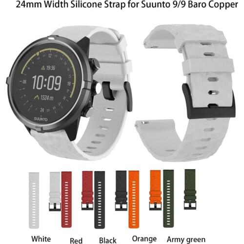 24mm Width Watch Strap for SUUNTO 9 Baro Band Outdoor Sport Silicone Replacement Wristband for SUUNTO 9 Baro Copper/Spartan Band