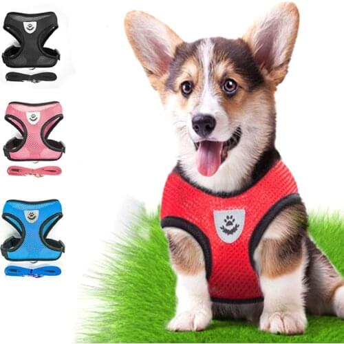 Dog Harness for Chihuahua Pug Small Medium Dogs Nylon Mesh Puppy Cat Harnesses Vest Reflective Walking Lead Leash Petshop Sets