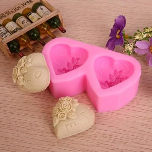 Baking Love Heart Shaped Rose Flower Silicone Cake Handmade Mold DIY Mold Fondant Tool Chocolate Soap