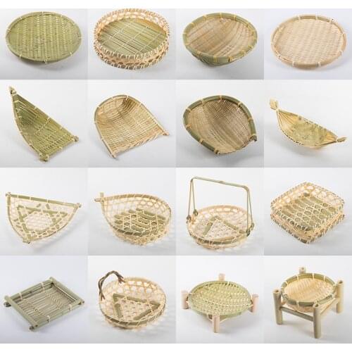 Sieve Storage Baskets Fruit Baskets Snack Trays Farmhouse Woven Round Dustpan Storage Storage Organizer food storage