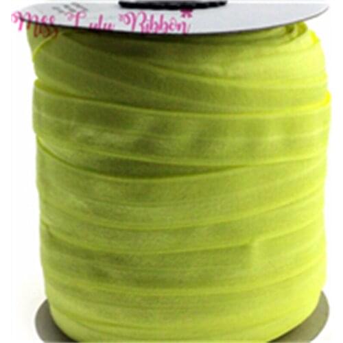 50yards 5/8"16mm fold over elastic ribbon solid matt Color Pineapple webbing handmade hair bows headband gift wrap decorations
