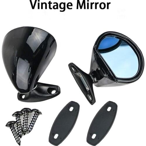 Universal For Car Classic Retro Door Wing Side Mirror Rearview Vintage Black L+R