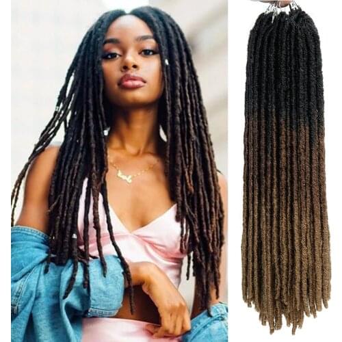 YxCheris Synthetic Goddess Straight Faux Locs Ombre Crochet Braiding Hair Extensions 18inches Soft Dreads Dreadlocks Hair
