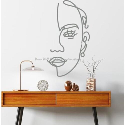 Woman abstract face sketch wall sticker modern minimalist bedside bedroom home line art decoration vinyl decal gift for girl C15