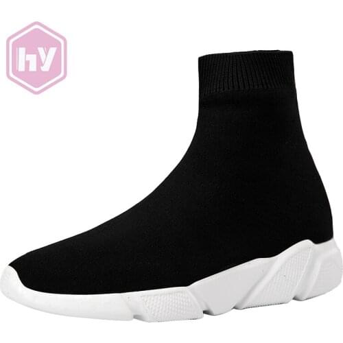 Womens Shoes Flats 2021 Fashion Mans Sneakers Stretch Fabric Casual Slip-On Ladies Shoes Unisex Socks Shoes Zapatos De Mujer