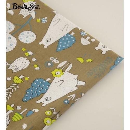 Quilting Sewing Home Textile 100% Brown Cotton twill Fabric Fat Quarter Cartoon Animals Design Material Bed Sheet Patchwork