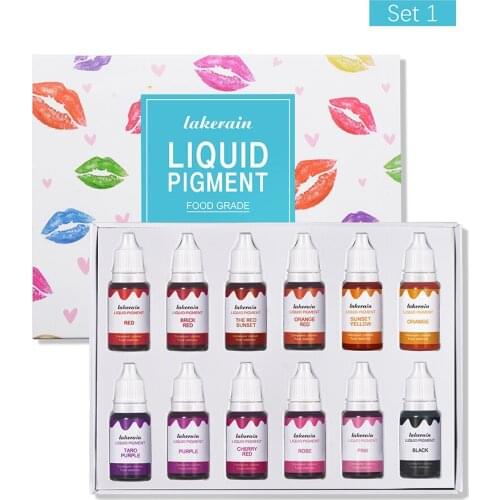 12 Colors/Set Resin Pigment Kit Liquid Pigment for Lip Gloss Coloring Colorant Dye DIY Dying Candle Soap Lip Gloss Making Craft