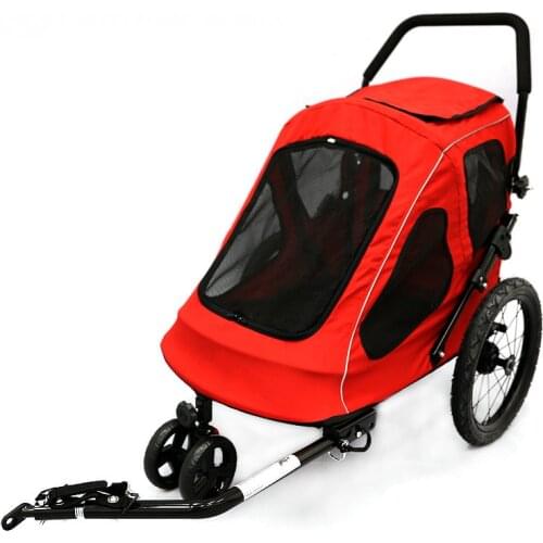 20 Inch Big Wheel Pet Bicycle Trailer, 2-In-1 Stroller Can Connect With Bike & Load 120 LBS, For Large Dogs Cats