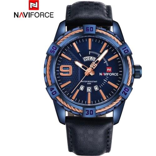 2018 NAVIFORCE Men 30M Waterproof Sports Watches Mens 24 Hour Date Week Month Stainless Steel Quartz Watches Relogio Feminino