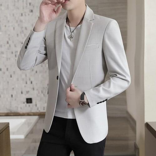 2021 mens cultivate ones morality in the autumn of thick grid suit young fashion handsome joker blazer