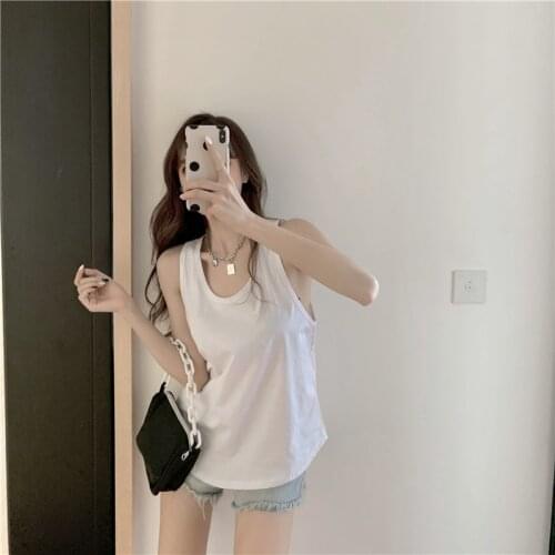 2021Womens Clothes Summer T-shirt Round Neck Sleeveless Vest Sexy T-shirt Womens Fashion Casual Loose New Top womens tops