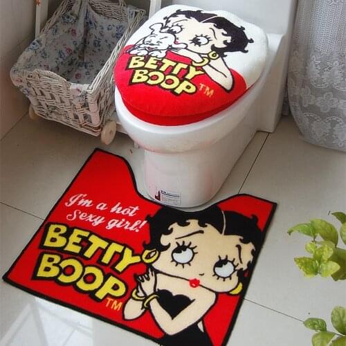 3pcs/set Betty Cartoon Bathroom Set Toilet Set Cover WC Seat Cover Bath Mat Holder Closestool Lid Cover Toilet Seat Cushion
