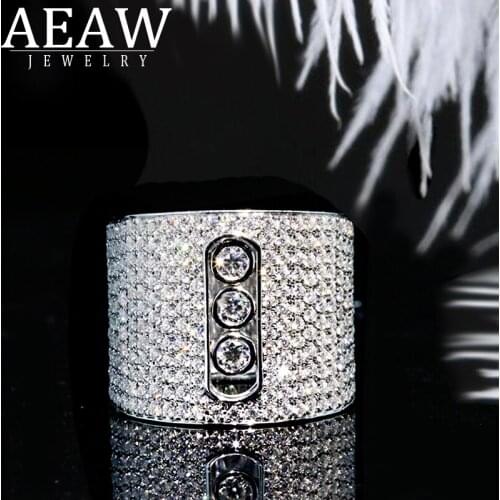 AEAW Luxury 14K White Gold Moissanite Diamond Big Man Ring Women Ring Engagement & Wedding Ring Thumb ring