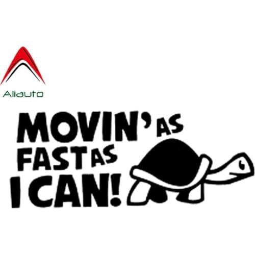Aliauto Cartoon Tortoise Car Sticker Moving As Fast As I Can Auto Accessories Vinyl Decal for Hyundai Creta VW Beetle,15cm*6cm