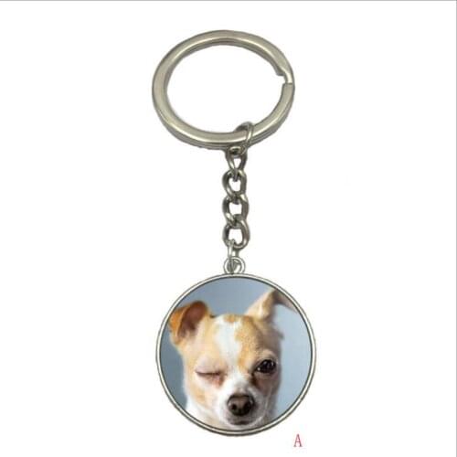 Chihuahua keychain--- time gem glass pendant keyring