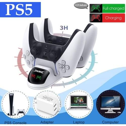Fast Charger for Sony Playstation 5 PS5 Controller Charging Station Dual Detachable USB C Ports & LED Indicator