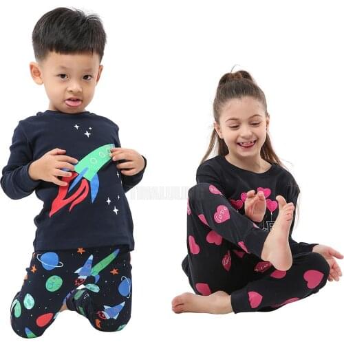 Childrens Sleepwear Homewear 2pc Full Sleeve Boys and Girls Pajama Sets Girls Zebra Panda Unicorn Pijamas Boys Clothing Sets