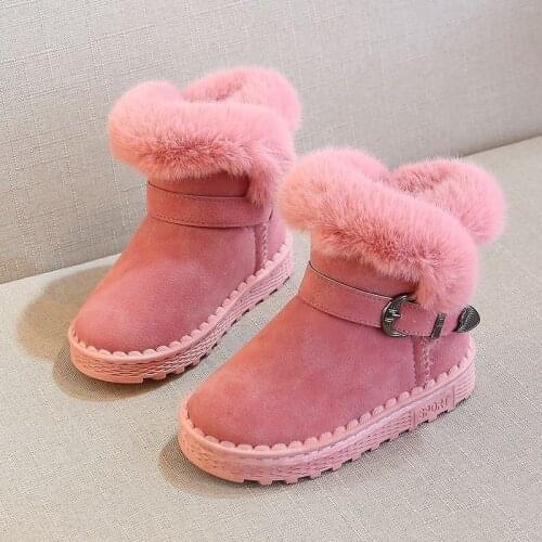 Childrens Snow Boots 2020 Winter Girl Cotton Shoes Kids Plush Ankle Boots Baby Soft Warm Princess Boots Size 25-36 E217