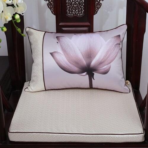 Elegant Patchwork Office Chair Lumbar support Pillow Sofa Chair Car Back Cushion Chinese Silk Chair Cushions Decorative