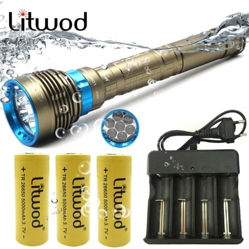 Swimming Flashlight Led Torch Litwod Waterproof 100m 7 13000 Lumens Power By 18650 Or 26650 Battery Shock Resistant,Hard
