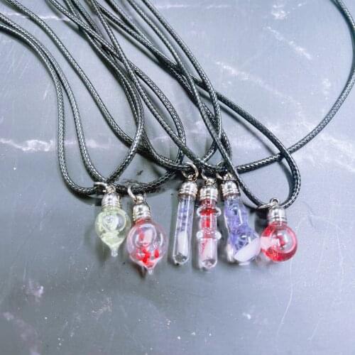 Name On Rice Art Bottle Necklace Glass Pendant Necklace Chain Luminous Stone Wishing bottle Women Necklaces Jewelry Friend Gifts
