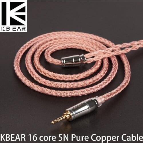 AK KBEAR 16 core copper cable With 2.5/3.5/4.4 Earphone Cable For KB06 C10 ZS10 TRN V90 BA5 BLON bl03 CCA C12 KZ ZSX QDC Tri i3