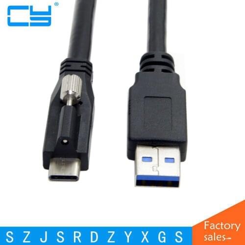 1.2m USB 3.1 Type-C USB-C Locking Connector to Standard USB3.0 Data Cable With Panel Mount Screw
