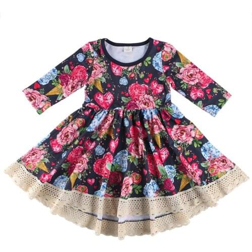Kaiya Angel Spring Summer Girl Dresses Birthday Part Casual Long Sleeves O-neck Mature And Festive Style Wholesale