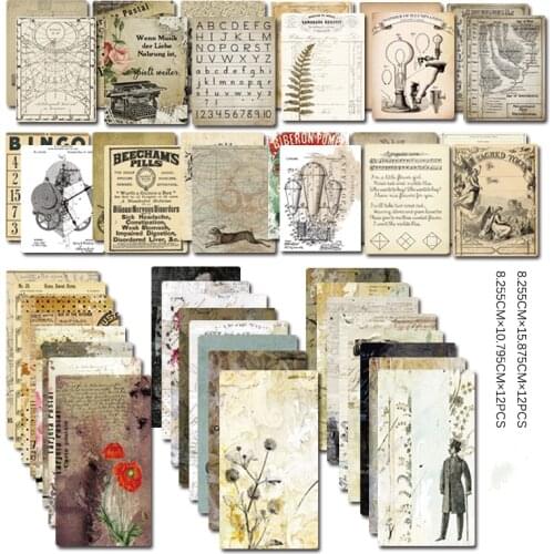 24Pcs Acid Free Colorful Retro Paper Pocket Cards for Scrapbooking DIY Projects/Photo Album/Card Making Crafts C135