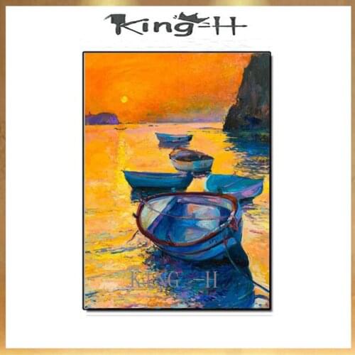 Real Handmade Dropshopping Abstract Sailing Boat Ship Oil Painting Unframed Canvas Wall Decor Picture Art Free Shipping Pieces