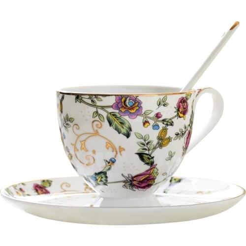 Afternoon Tea Ceramic Cup With Spoon Latte Cup Luxury Coffee Cup Jingdezhen Tea Cups And Saucer Sets Chinese Tea Cup Set HH50BD