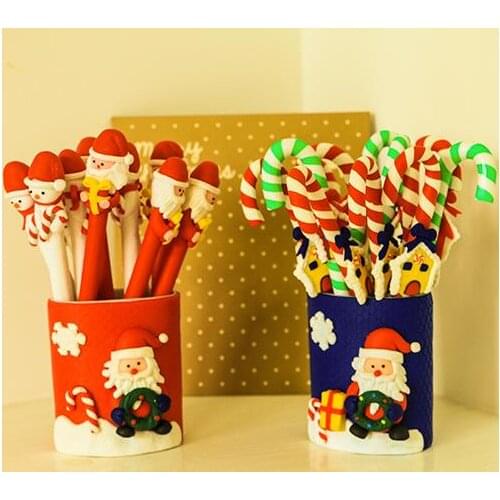 Candy Cane Pen Christmas party dolls polymer clay ballpoint pen children kids prize festive XMAS birthday back to school favors