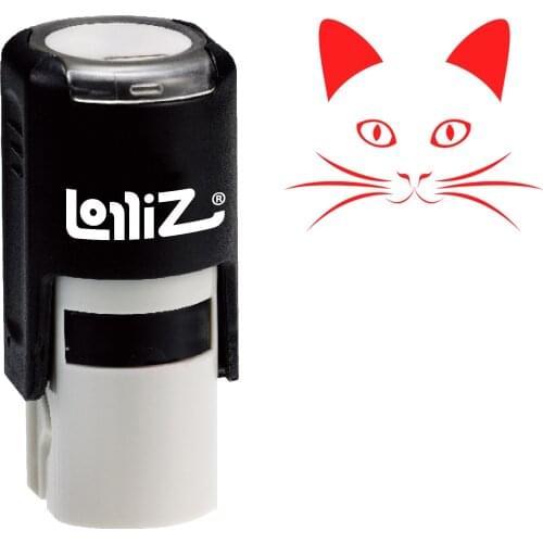 LolliZ "Cat Face Minimalist Style" Pre-Inked Rubber Stamp