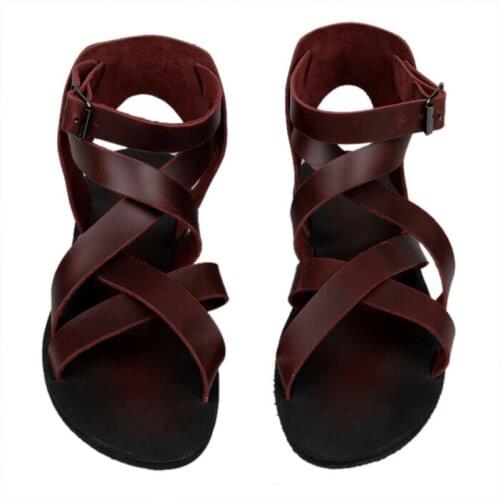 Summer British Style Genuine Leather Mens New Fashion Casual Sandals Hasp Cowhide Korean Style High Quality Vintage Sandals