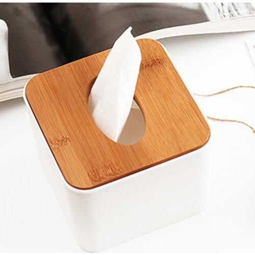Hot Home Kitchen Round/Square Wooden Tissue Box Case Napkin Holder Home Organizer Living Room Tissue Box
