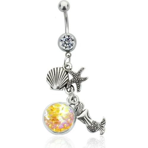 Fashion Crystal Shell Belly Button Rings Bohemian Surgical Steel Body Jewelry Sexy Navel Piercing Ombligo Neylanly