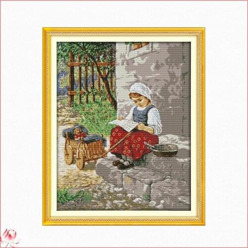 A Little Peasant Girl Cross Stitch Kit 14CT11CT Canvas Printed Fabric Embroidery Kit DIY Needlework Sewing Set Home Decoration