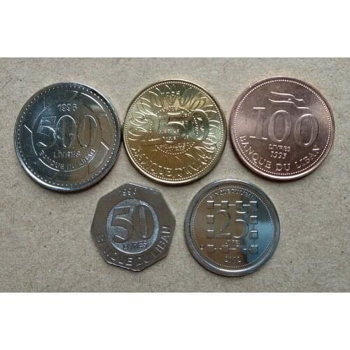 Lebanon Set 5 Pieces Coins Old Original Coin Collectible Edition Real Rare Commemorative Random Year