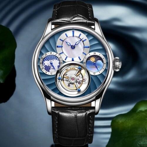 Real Tourbillon Mechanical Hand Wind men watch Top Brand Luxury Private custom Skeleton Clock men Sapphire Relogio Masculino