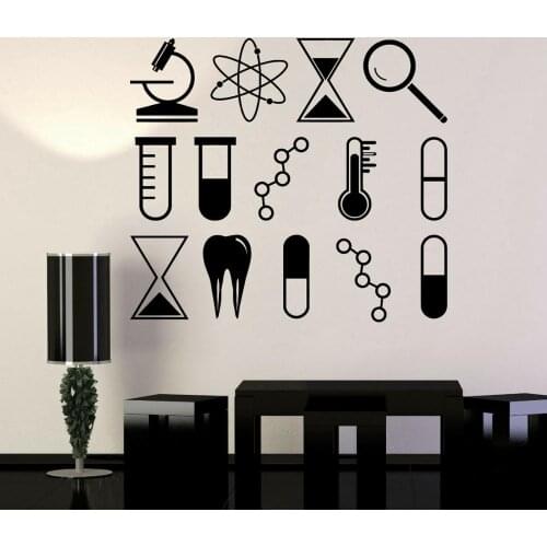 Science University School Wall Murals Laboratory Chemistry Vinyl Wall Decal Stickers Chemistry Experiment Wallpaper AF043
