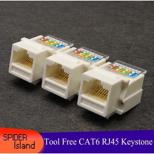 Tool Free Toolless CAT6 Unshielded Information Computer Network Cable RJ45 8p8c Module 180 Degree CAT Keystone