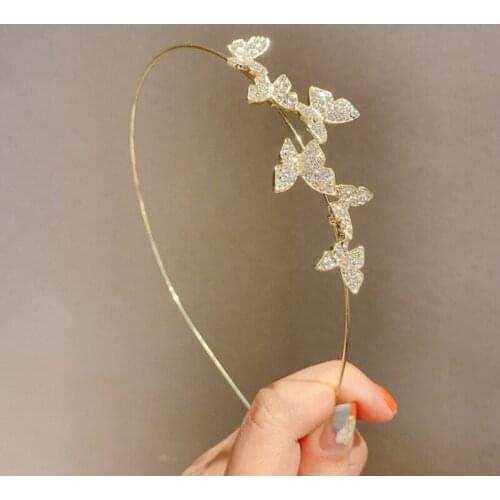 Korean Fashion Elegant Simple Temperament Luxury Rhinestone Butterfly Hairbands For Women Girls Vintage Hair Accessories