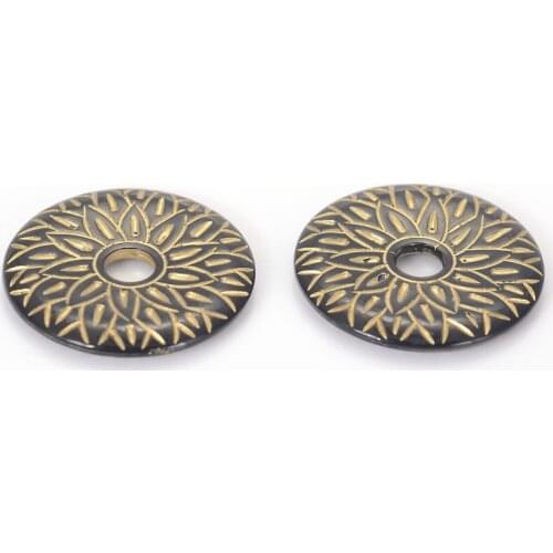 Wholesale 4x31mm Acrylic Flat Round Shape Donut With Sunflower Carve Plastic Antique Design Beads For Jewelry Making Accessories